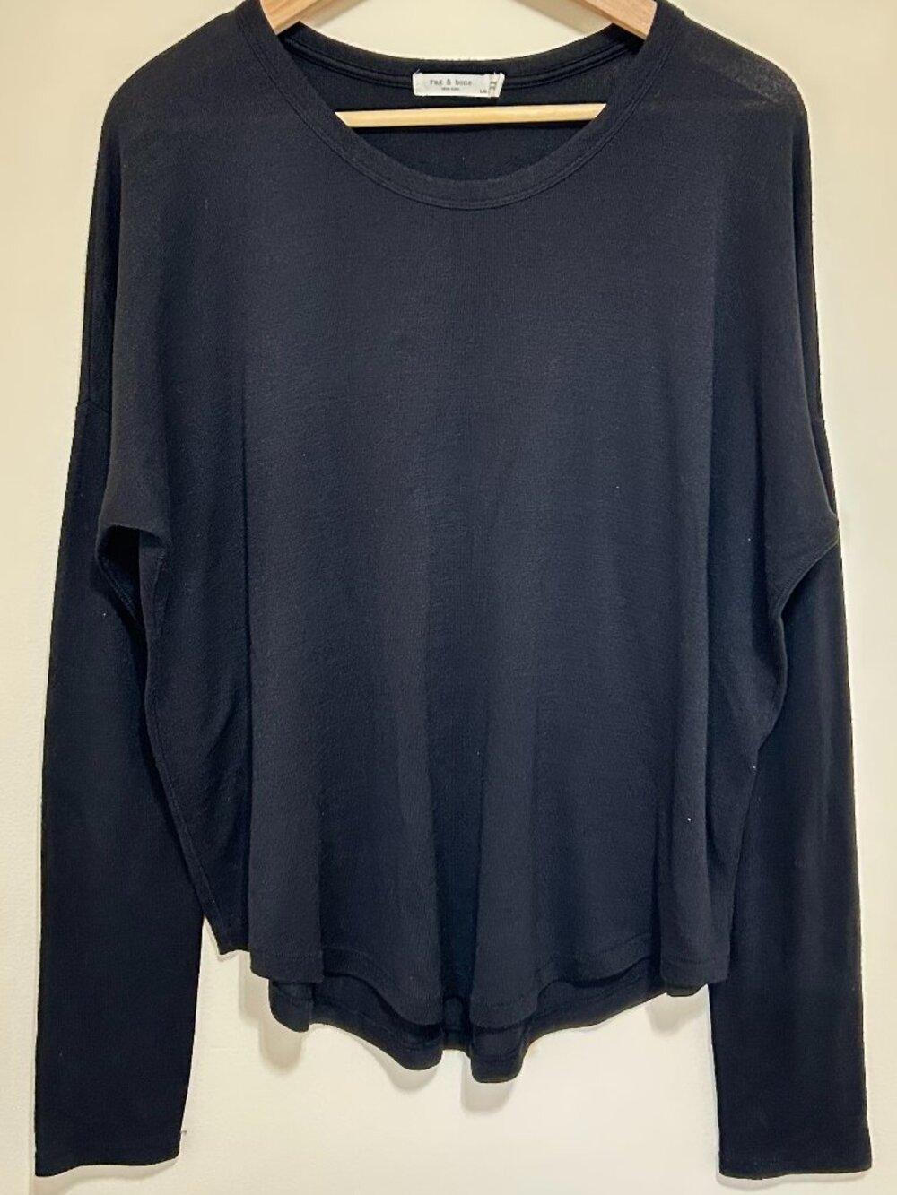 Rag & Bone "The Knit" Long Sleeve Top Black Size L